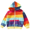 thumbnail image 1 of KyCheLot Kids Girls Casual Jackets Colorful Striped Full Zip Loose Long Sleeve Sweatshirt Fall Outwear 3-10 Years, 1 of 3
