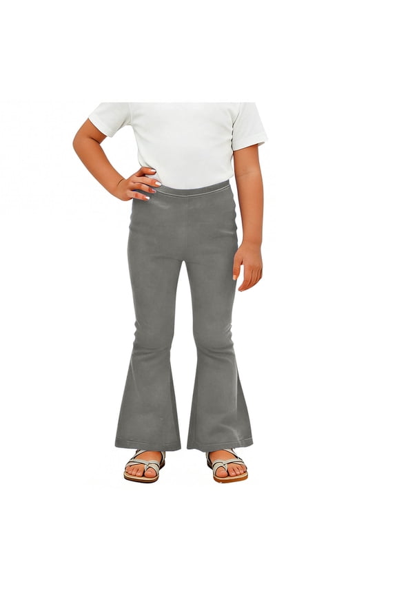 Kids Girls Flare Leggings with Pockets Solid Color Bell Bottoms High Waist Bootcut Yoga Dance Pants 4-15Years