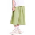 thumbnail image 1 of KyCheLot Kids Girls Solid Color Capris Pants Summer Pleated Wide Leg Elastic Waist Pants Comfy Fashion Skirts Pants, 1 of 4