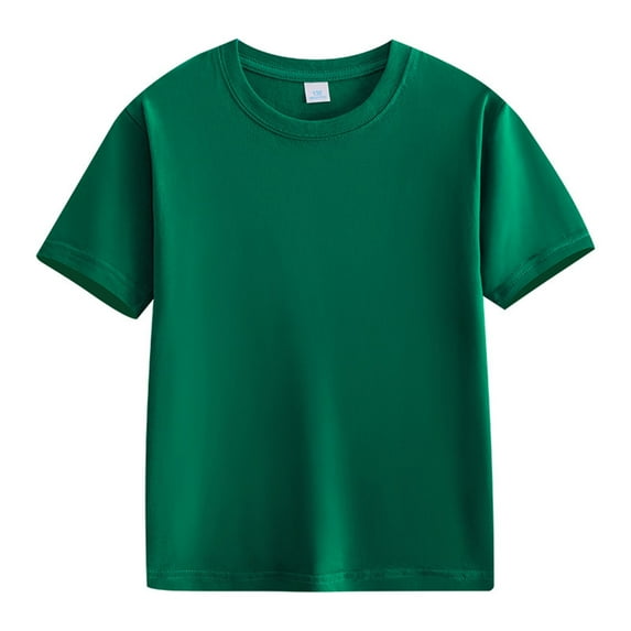 KyCheLot Kids Short Sleeve T Shirt Classic Pullover Solid Color Crewneck Loose Stretchy Blouse Shirt Tops 2-12 Years