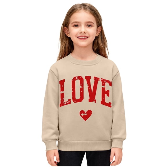 KyCheLot Kids Valentines Day Sweatshirts Boys Girls Print Shirt Crewneck Long Sleeve Lightweight Pullover Tops 2-12 Years