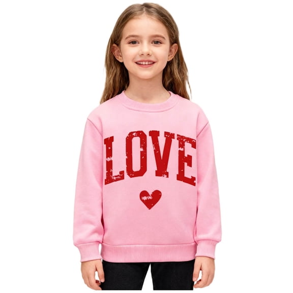 KyCheLot Kids Valentines Day Sweatshirts Boys Girls Print Shirt Crewneck Long Sleeve Lightweight Pullover Tops 2-12 Years