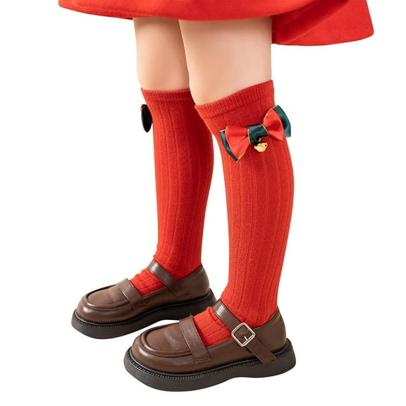 KyCheLot Knee High Socks for Girls with Bow Side Knit Long Stocking Warm Dress Socks 3-12 Years