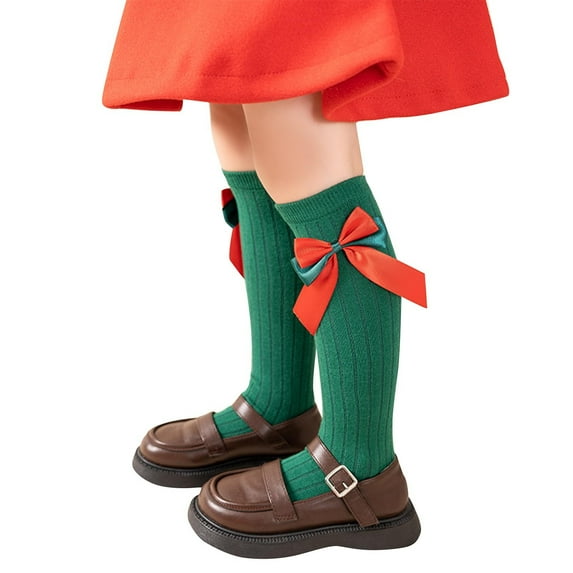 KyCheLot Knee High Socks for Girls with Bow Side Knit Long Stocking Warm Dress Socks 3-12 Years