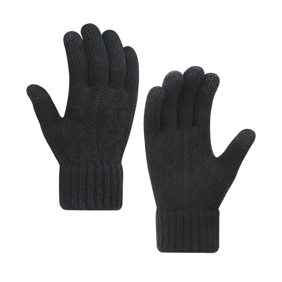 KyCheLot Knitted Gloves for Women and Men Full Finger Solid Color Outdoor Gloves Winter Trendy Thermal Gloves