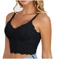 thumbnail image 1 of KyCheLot Lace Bra for Women Spaghetti Strap Longline Embroidery Padded Soft No Underwire Crop Cami Tops, 1 of 3