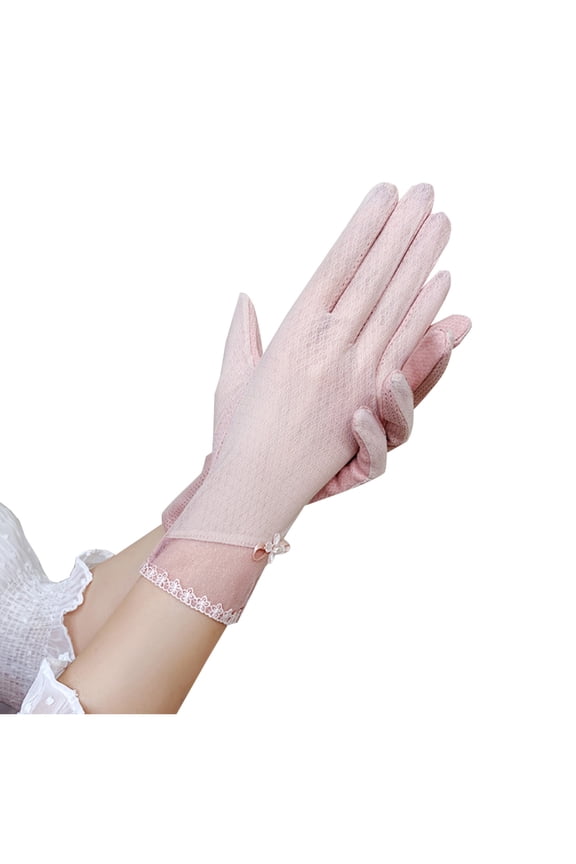 Lace Gloves for Ladies Sheer Mesh Vintage Accessories Floral Thin Glove Screentouch