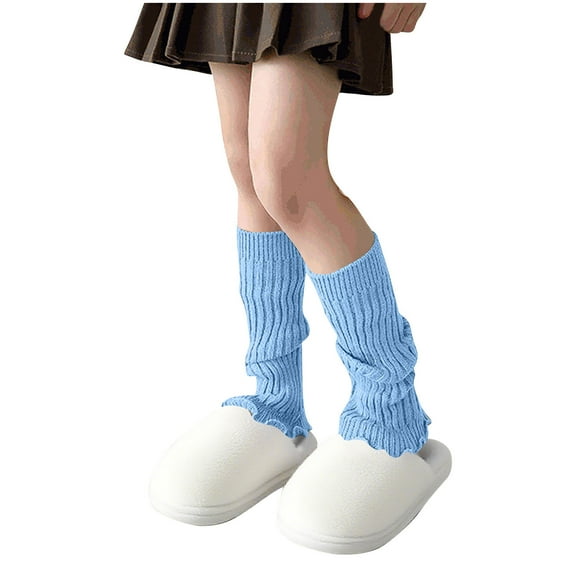 KyCheLot Leg Warmers for Girls Classic Solid Color Slouchy Stretchy Knit Long Socks for Party Sports 5-16 Years
