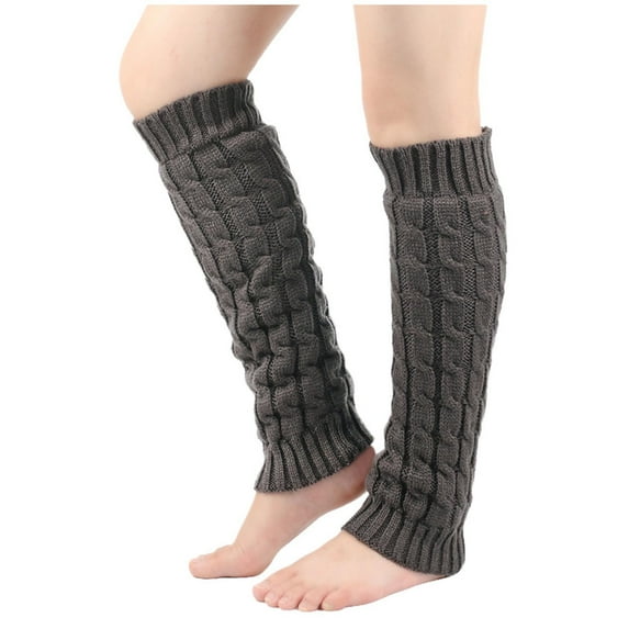 KyCheLot Leg Warmers for Women Thicken Fleece Lined Cable Knit Solid Color Winter Warm Boot Cuffs Topper Socks