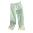 thumbnail image 1 of KyCheLot Legging Pants for Baby Girl Lace Trim Breathable Knit Ribbed Full Length Tights 1-9 Years, 1 of 5