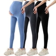 thumbnail image 1 of KyCheLot Leggings for Maternity 3 Pack Slim over the Belly Breathable Pregnant Women Workout Tights Pants, 1 of 7
