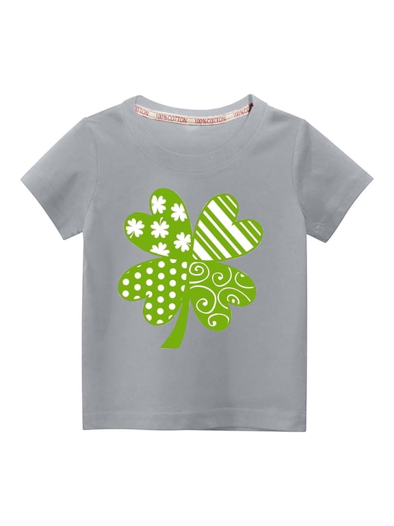 Little Boys Girls St Patrick's Day T-Shirt Printed Cotton Comfy Pullover Short Sleeve Shirt Tops 3-10 Years