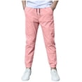 thumbnail image 1 of KyCheLot Little Boys Pants Elastic Waist Drawstring Tapered Cuffed Pocket Joggers Casual Playing Daily Sweatpants　, 1 of 8