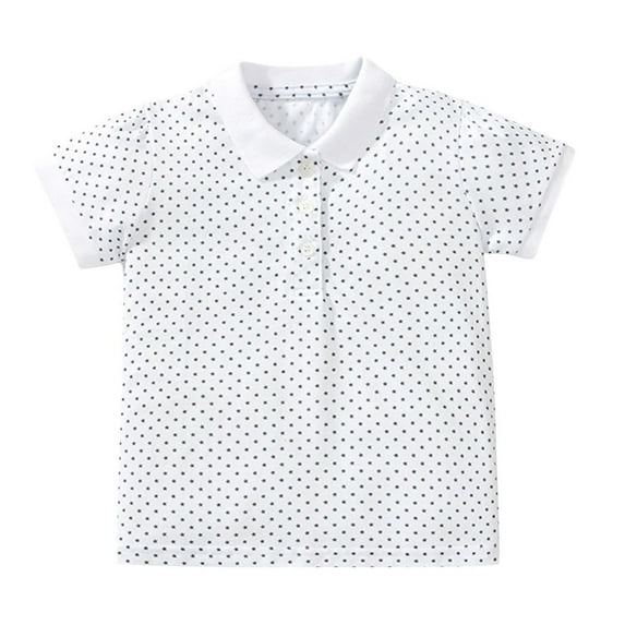 KyCheLot Little Girls School Tops Summer Collared Buttons Print Short Sleeve Breathable Loose Golf Shirts 2-8 Years