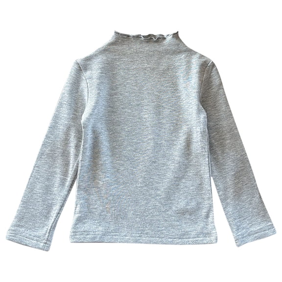 KyCheLot Little Girls Thermal Tee Tops Ruffle Turtleneck Long Sleeve Pullover Casual Solid Color T-Shirt 1-10 Years