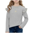 thumbnail image 1 of KyCheLot Little Girls Tshirts Dressy Ruffle Long Sleeve Crewneck Breathable Cotton Blouse for 1-10 Years, 1 of 5