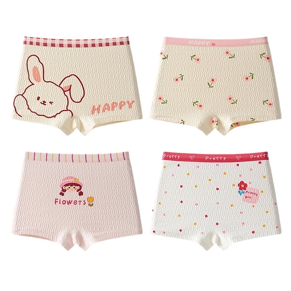 KyCheLot Little Girls Underwear Cute 4 Pack Breathable Print Dailywear Briefs 1-16 Years