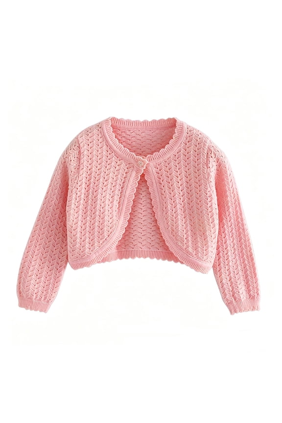 Long Sleeve Girls Knit Cardigan with Button Closure Soft Cotton Sweater Cardigans 1-13 Years
