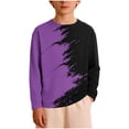 thumbnail image 1 of KyCheLot Long Sleeve T-Shirt for Boys Girls Color Block Print Stretchy Long Sleeve Tee Tops 3-14 Years, 1 of 6