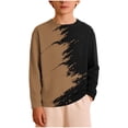 thumbnail image 1 of KyCheLot Long Sleeve T-Shirt for Boys Girls Color Block Print Stretchy Long Sleeve Tee Tops 3-14 Years, 1 of 6