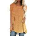 thumbnail image 1 of KyCheLot Loose Shirt for Women Tunic Tops Short Sleeve Crew Neck Split Hem Pullover T-Shirt, 1 of 4