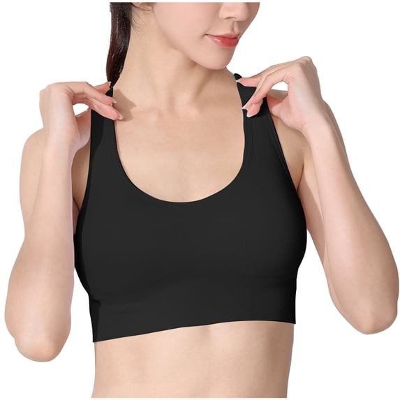 KyCheLot Medium Support Bra for Women Strappy Padded Sports Bras Criss-Cross Back Workout Bras
