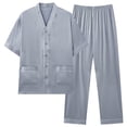 thumbnail image 1 of KyCheLot Men's 2 Piece Pajama Sets Comfy Loose Button down Short Sleeve Shirts and Elastic Waist Pants, 1 of 5