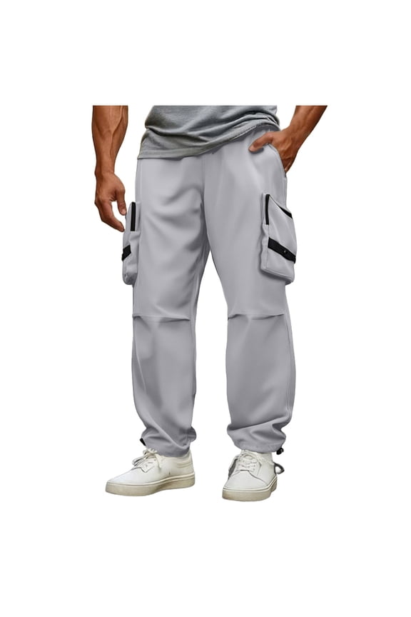 Men's Cargo Pants Multi Pockets Casual Baggy Elastic Waist Hiking Pants Outdoor