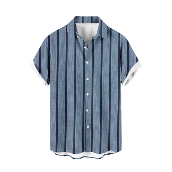 KyCheLot Men's Casual Beach Shirt Lightweight Button down Print Short Sleeve Blouse Summer Tops for Men