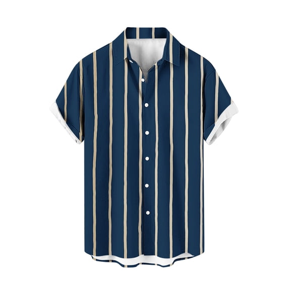 KyCheLot Men's Casual Beach Shirt Lightweight Button down Print Short Sleeve Blouse Summer Tops for Men