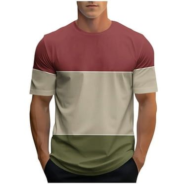 KyCheLot Men's Color Block Summer Tees Short Sleeve Shirts Casual Crew Neck Tops Dailywear