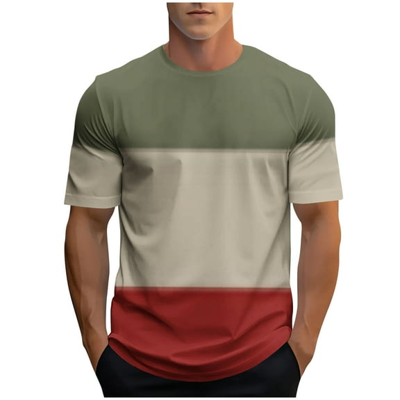KyCheLot Men's Color Block Summer Tees Short Sleeve Shirts Casual Crew Neck Tops Dailywear