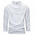 thumbnail image 1 of KyCheLot Men's Cotton Undershirt Long Sleeve Ruched Collar Pullover Pocket Soft Plus Size Tshirts, 1 of 7