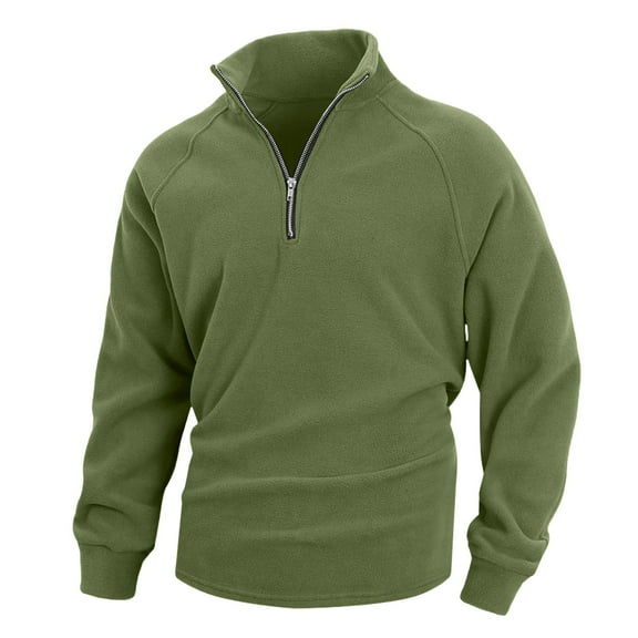 KyCheLot Men's Fleece Sweatshirt Thermal Long Sleeve 1/4 Zip up Loose Pullover Mid Weight Winter Fall Tops