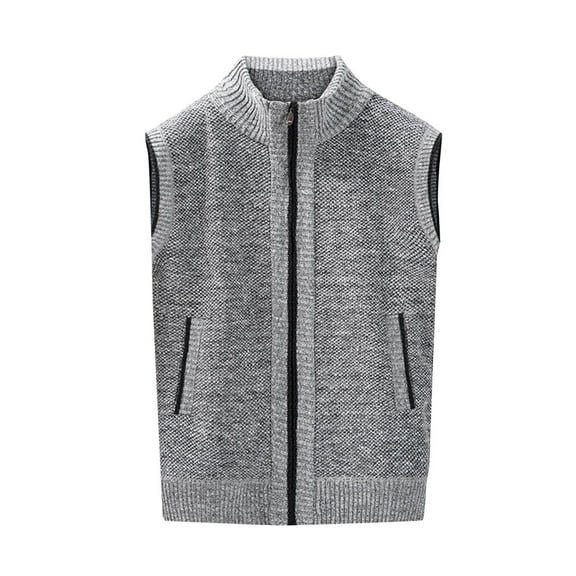 KyCheLot Men's Knit Sweater Vest Casual Slim Full Zip with Pockets Cardigan Sweater