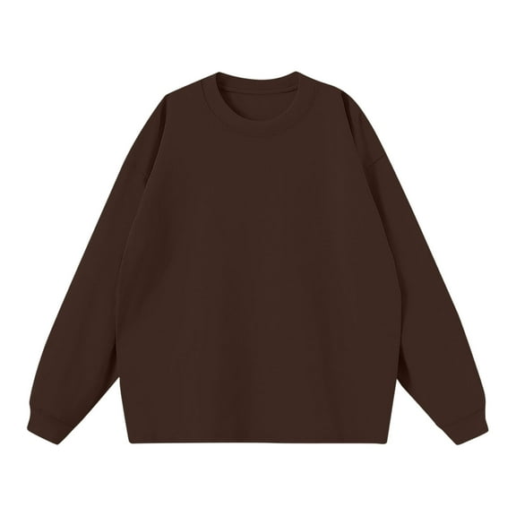KyCheLot Men's Long Sleeve Pullover Shirt Crew Neck Classic Solid Color Baggy Sweatshirts Winter Fall