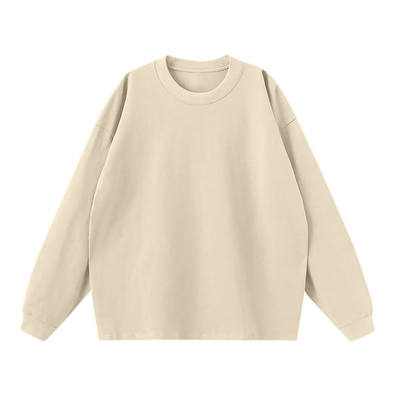 KyCheLot Men's Long Sleeve Pullover Shirt Crew Neck Classic Solid Color Baggy Sweatshirts Winter Fall