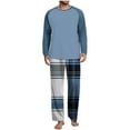 thumbnail image 1 of KyCheLot Men's Pajama Set Crewneck Long Sleeve Tees Stretchy Elastic Waist Wide Leg Pants Comfy Sleepwear, 1 of 7