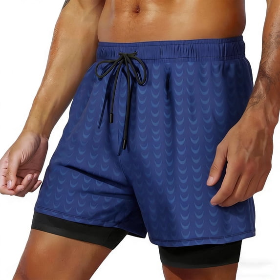 KyCheLot Men's Running Shorts 2 in 1 Workout Quick Dry Drawstring Elastic Waist Summer Sport Short with Pockets