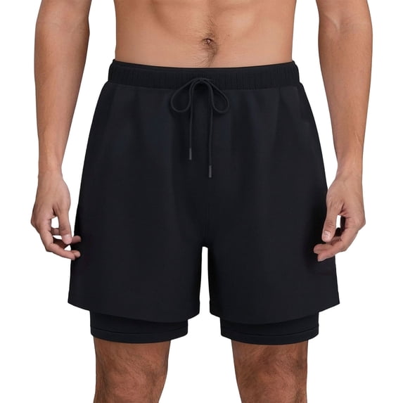 KyCheLot Men's Running Shorts 2 in 1 Workout Quick Dry Drawstring Elastic Waist Summer Sport Short with Pockets