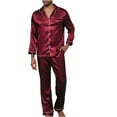 thumbnail image 1 of KyCheLot Men's Satin Silky Pajama Sets Classic Long Sleeve Button down Sleepwear Long Pants with Pockets Sets, 1 of 6