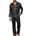 thumbnail image 1 of KyCheLot Men's Satin Silky Pajama Sets Classic Long Sleeve Button down Sleepwear Long Pants with Pockets Sets, 1 of 5