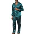 thumbnail image 1 of KyCheLot Men's Satin Silky Pajama Sets Classic Long Sleeve Button down Sleepwear Long Pants with Pockets Sets, 1 of 6