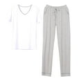 thumbnail image 1 of KyCheLot Men's Sleepwear Outfits Short Sleeve V Neck Tshirts and Soft Loose Pants Comfy Pajama Set Dailywear, 1 of 3