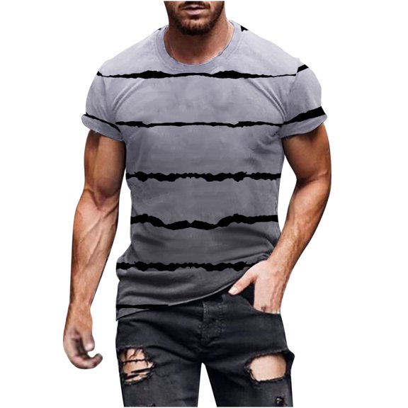 KyCheLot Men's Stripe T-Shirt Lightweight Crewneck Short Sleeve Soft Loose Casual T Shirt Summer
