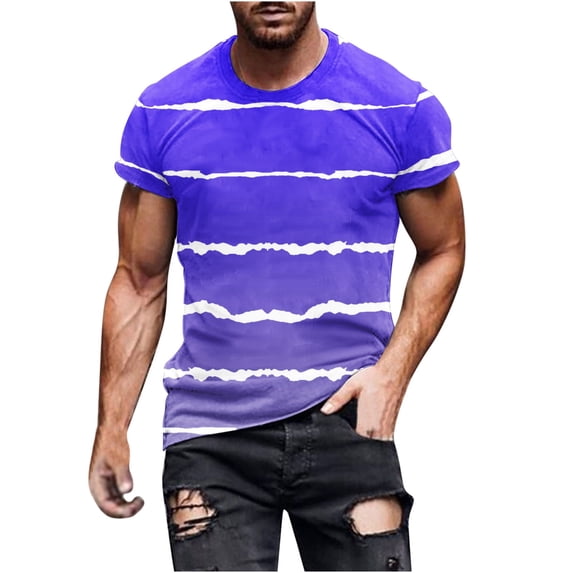 KyCheLot Men's Stripe T-Shirt Lightweight Crewneck Short Sleeve Soft Loose Casual T Shirt Summer