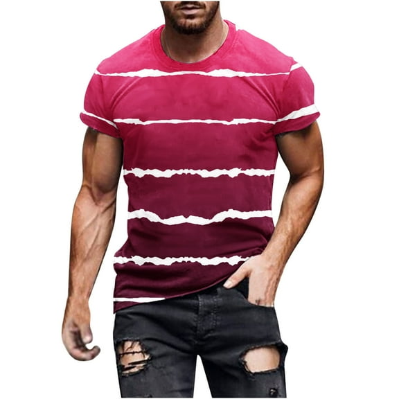 KyCheLot Men's Stripe T-Shirt Lightweight Crewneck Short Sleeve Soft Loose Casual T Shirt Summer