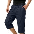 thumbnail image 1 of KyCheLot Men's Summer Cargo Pants Capris Zip Button Waist Crop Hiking Work Pants with Multi-pockets (No Belt), 1 of 6
