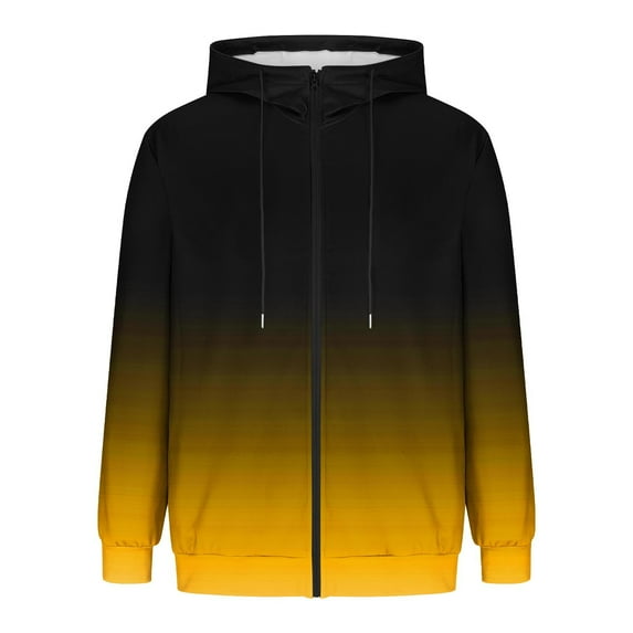 KyCheLot Men's Sweatshirts Jacket Oversized Gradient Color Full Zip Long Sleeve Hooded Outerwear with Pockets