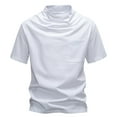 thumbnail image 1 of KyCheLot Men's Turtleneck Summer T Shirts Plus Size Short Sleeve Solid Color Basic Undershirt Tops Slim Tees, 1 of 4